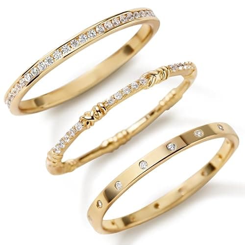 Pearich 14K Gold Filled Rings for Women, Dainty Stacking Rings for Women, Thin Gold Band Ring Plain Statement Ring Comfort Fit Size 6 to 11 - Image 1