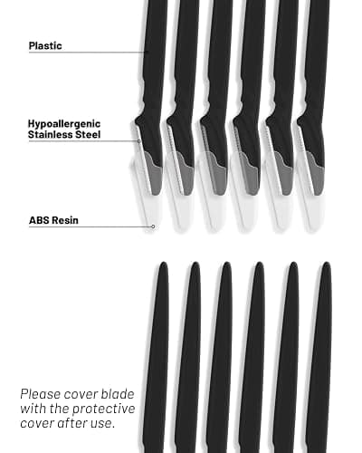MoHern Dermaplaning Tool for Face, 30 Pcs Dermaplane Razor for Face, Multipurpose Face Razors for Women and Men, Black thumbnail 3