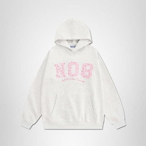 Aelfric Eden Womens Oversized Graphic Hoodies Y2k Flower Embroidery Number Print Pullover Hooded Sweatshirt Unisex thumbnail 7