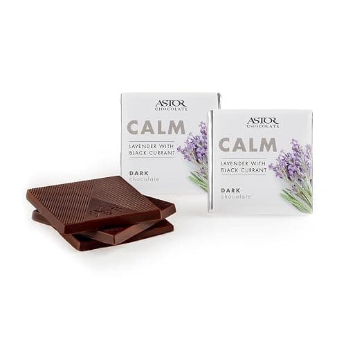 Astor Chocolate Calm Dark Chocolate Lavender Black Currant Squares Gift Set | Chocolate Lovers Mini Bar Box l 18pc Individually Wrapped Calming Belgian Chocolate Basket | 0.33oz Each Minibar Gourmet Snack | Kosher Food Candy Holiday Bars thumbnail 4