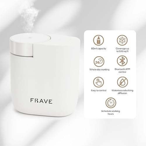 Frave Air Lux Diffuser, Plug-in Waterless Diffuser for Essential Oil, Smart Bluetooth App Control, Covers Up to 500 sqft 60ml Capacity, Home Office Hotel Scent Diffuser, Cold Air Technology, White thumbnail 7