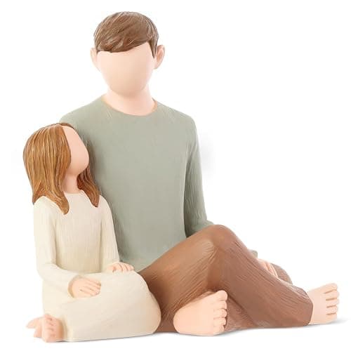 Hensonever Father and Daughter Figurines, Dad Daughter Statues, Sculpted Hand-Painted Figures Gifts for Father’s Day Anniversary Birthday thumbnail 4