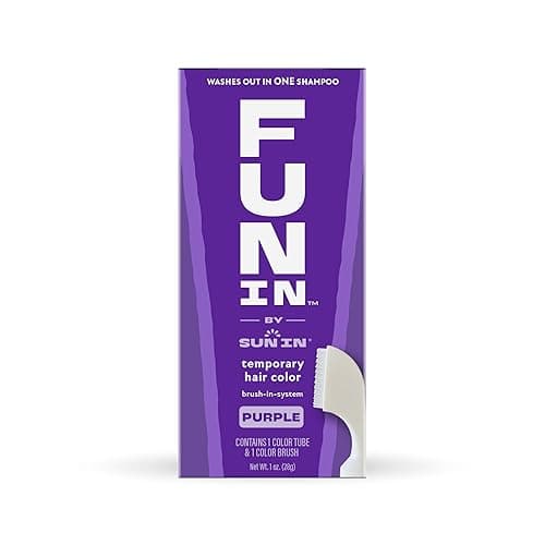 Fun In by Sun In Temporary Hair Color with Easy Brush Applicator for Kids, Teens & Adults - Washable One day color for Festivals, Events & Parties - All Hair Types - Purple