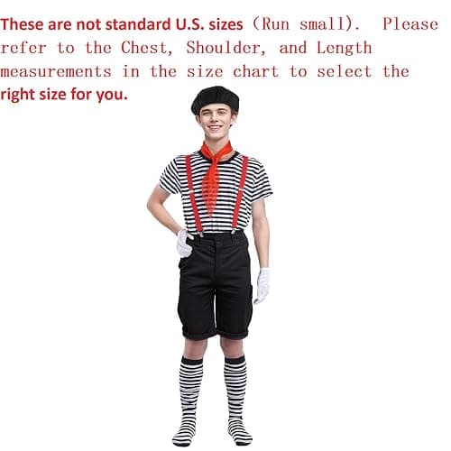 mifengda Woman Mime Costume Halloween Accessories Artist Dress Up | Adult Men French Mime Outfit Accessories Cosplay Party thumbnail 2