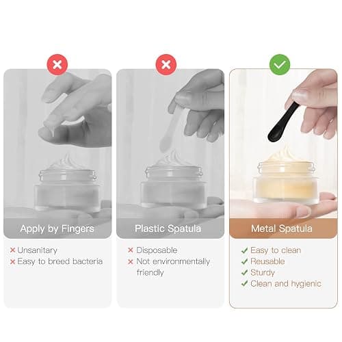 6 Pack Metal Makeup Spatula, Mini Spoon, Beauty Scoop for Facial Cosmetic, Face Mask (Black) thumbnail 4