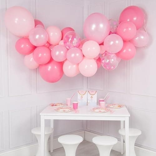 Paready Pink Balloon Set, 50 Pcs 12 Inch Metallic Pink Pastel Pearl Light Confetti Balloons Helium with Ribbon for Women Girls Wedding Bridal Baby Shower Princess Birthday Party Decorations thumbnail 5
