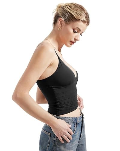 SUUKSESS Women Sexy Deep V Neck Sleeveless Fitted Basic Tops Y2K Tank Top Cami thumbnail 4