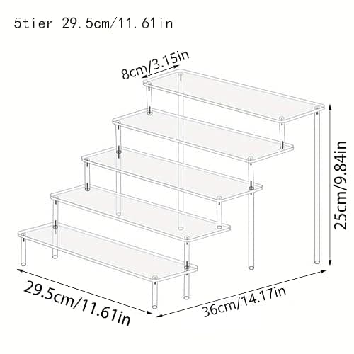 Acrylic 5-Tier Display Stand, Clear Perfume Organizer, Cupcake Stand Holder, Large Shelf Risers for Figures, Party Desserts, Home Decor thumbnail 3
