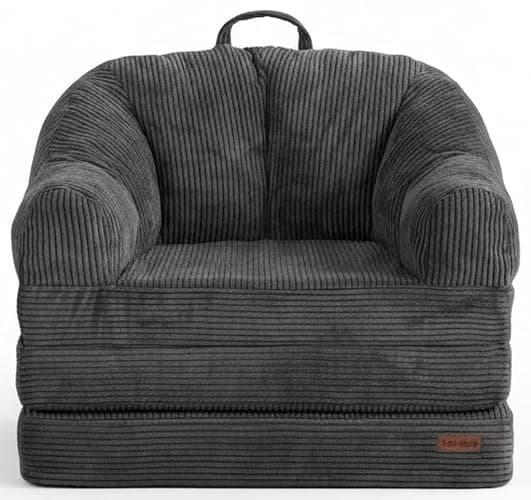 MAXYOYO Folding Sofa Bed with Backrest, Boneless Fold Out Couch Bed with Handle, 2 in 1 Convertible Bean Bag Chair to Floor Sofa Lounger, Comfy Folding Couch for Bedroom & Living Room, Dark Grey - Image 1