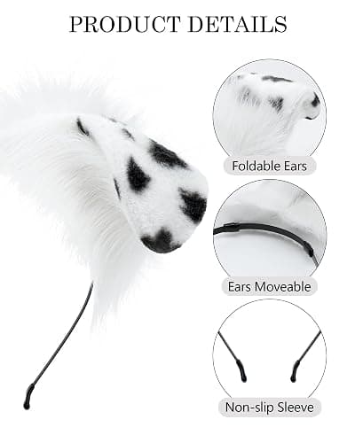 BNLIDES Handmade Plush Ears Headwear Dalmatian Dog Ears Headband Adult Cosplay Accessory for Halloween, Christmas thumbnail 2