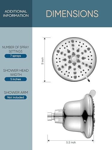 Cobbe Filtered Shower Head, 7 Modes High Pressure Shower Heads - 16 Stage Shower Head Filter for Hard Water for Remove Chlorine and Harmful Substances (Luxury Polished Chrome, 5 Inch Round) - Round - A.Premium Chrome thumbnail 3