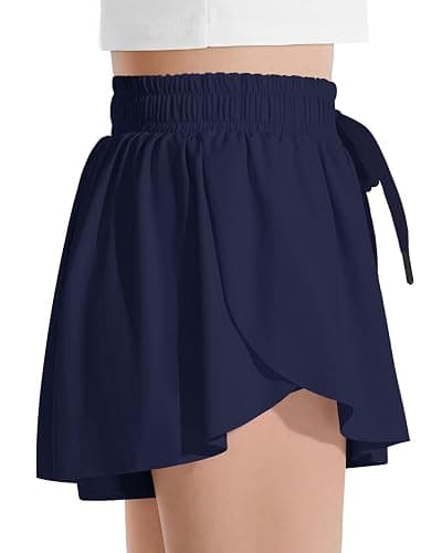 Witwot Butterfly Shorts Girls, 2-in-1 Teen/Kids Girl Flowy Skort for Running, Tennis, Dance thumbnail 2