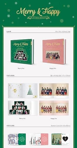 Twice -[Merry & Happy]1st Repackage Happy Ver CD+84p Photo Book+3p Photo Cards+1p Post Card+1p Sticker K-POP SEALED thumbnail 2