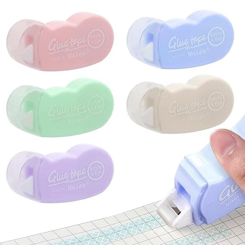 Flintronic 5 Pcs Scotch Double Face, 6M*6mm Rouleau de Colle, Colle à Ruban Adhésif, Propre, Portable, Ruban Cadeau Emballage, Roller Colles pour Scrapbooking, Papier Cadeau, Album Photo, École,Bureau - Image 1