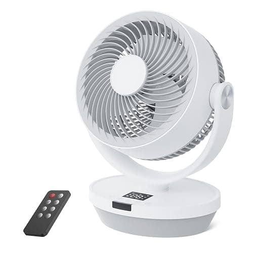 Fan for Bedroom, 13" Air Circulator Fans with Remote, 120°Vertical Manual +90°Oscillating Desk fan, 60ft Powerful Airflow, Portable Fan With 4 Speeds, 4 Modes, 12H Timer, 25dB Quiet Smallfan (White) - Image 1