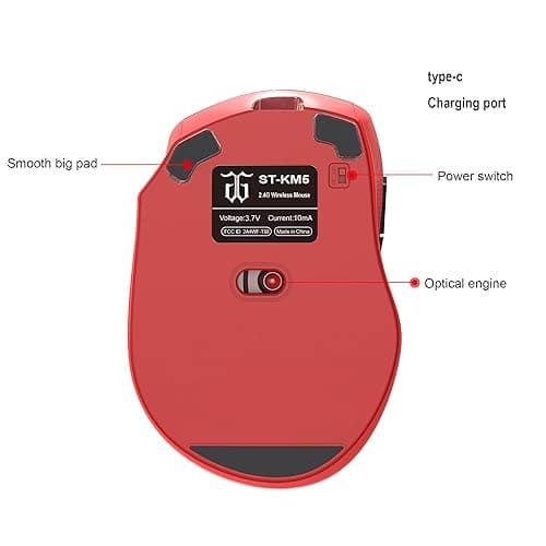 Snpurdiri 2.4G Wireless Gaming Keyboard and Mouse Combo, Include Mini 60% Merchanical Feel Keyboard, Ergonomic Vertical Feel Small Wireless Mouse(Red and Black) thumbnail 7