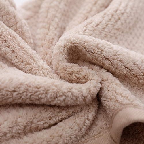 M-bestl 2 Pack Hair Drying Towels,Hair Wrap Towels,Absorbent Microfiber Hair Towel Turban with Button Design to Dry Hair More Quicker（Khaki&Coffee） thumbnail 3