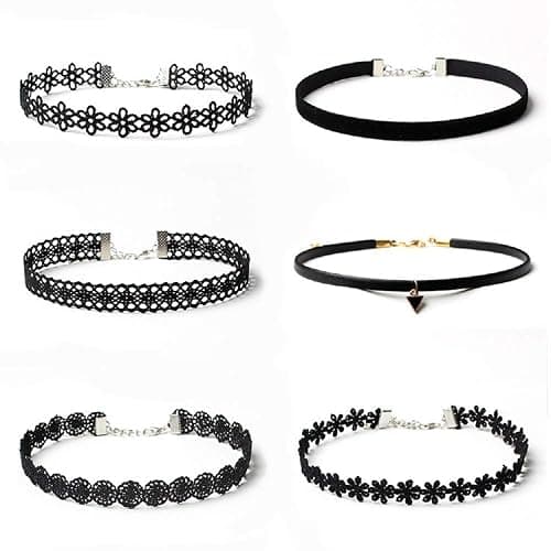 Maxforever 6 PCS Necklaces Black Velvet Choker Set Classic Gothic Tattoo Lace Chokers thumbnail 2