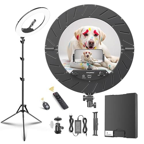 18 Inch Ring Light Kit, 55W6700k Dimmable LED Light, Tripod Stand, Remote Controller,Box,CRI95,Black - Image 1