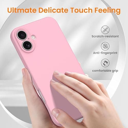 iYavvort Compatible with iPhone 16 Case, Liquid Silicone Upgrade [Camera Protection] [Soft Anti-Scratch Microfiber Lining] Shockproof Phone Case (Pink) thumbnail 4