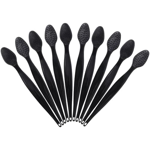 10 Pcs Lip Exfoliator Scrub Brush, Ooloveminso Silicone Lip Scrubber Exfoliating Brush, Soft Double-Side Lip Exfoliator Tool for Dark Lips, Lip Care and Beauty-Black - Image 1