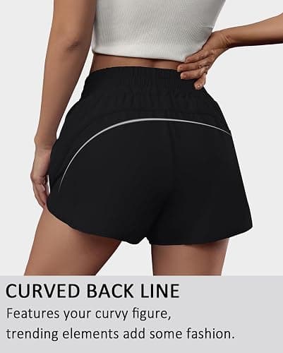 BMJL Women's Running Shorts Elastic High Waisted with Pockets, 2.5" Sporty Workout Quick Dry Athletic Shorts thumbnail 4