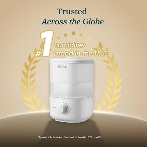 LEVOIT Humidifiers for Bedroom, 2.5L Top Fill Cool Mist Air Humidifier for Baby Nursery, Plants, Ultrasonic, Auto Shut-off, BPA Free, Quiet, Knob Control, 360° Nozzle thumbnail 8