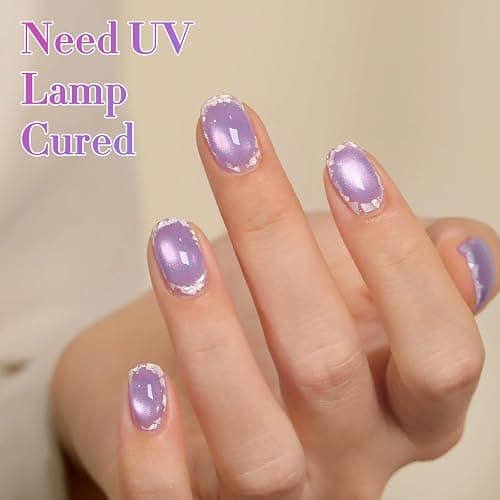 Double Rhythm 0.5 OZ Cat Eye Gel Polish with Magnet 15ML Holographic Glitter Shimmer Translucent Jelly Color Magnetic Nail Polish Salon DIY at Home (Lavender-MC1210) thumbnail 7