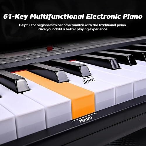 61 Keys Piano Keyboard, Electronic Keyboard Piano with Built-In Speaker Microphone, Portable Keyboard Gift Teaching for Beginners, Digital Music Keyboard Piano, Birthday Gift for Children thumbnail 3