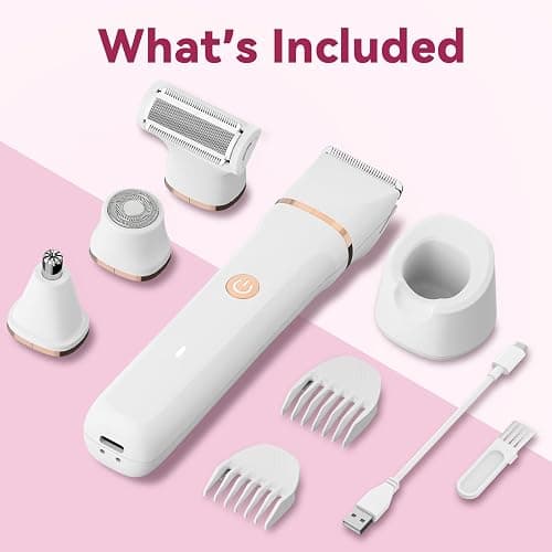 4-in-1 Electric Bikini Trimmer for Women - Painless Electric Razors for Facial/Body/Armpit/Pubic Hair, IPX7 Waterproof Replaceable Shaver Head & Nose Hair Trimmer for Travel, Gifts for Girlfriend Wife thumbnail 7
