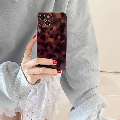 XQAGU Cute Phone Case for iPhone 14 Case Amber Leopard Full Camera Protective Slim Shockproof Aesthetic-Brown Amber thumbnail 6