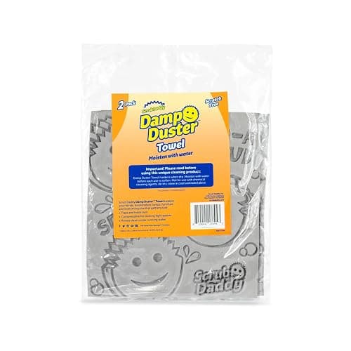 SCRUB DADDY Damp Duster Towel - Durable Sponge-Like Dust Cleaner for Multisurface Dusting, Picking Up Pet Hair, Dirt & Grime of All Kinds - Reusable, Soft, Flexible, Absorbent Cleaning Supplies (2ct) - Image 1