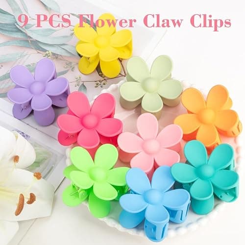 Flower Hair Clips for Women - 9 PCS Matte Claw Clips With Strong Hold for Thick and Thin Hair - Non Slip, 9 Styles thumbnail 7
