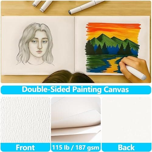 Canvas Painting Acrylic Sketch Book - 9x12 Inch, 20 Sheets (115lb/187g) Mixed Media Sketchbook, Art Supplies for Adults & Kids Canvases Painting pad for Acrylic, Oil, Marker, Drawing, Sketching thumbnail 7