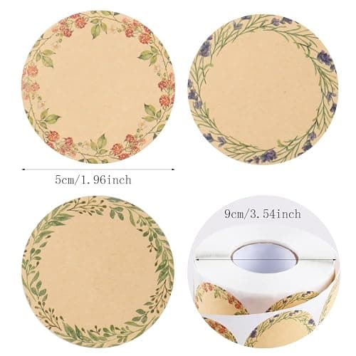BESARME 600 Pcs 2" Canning Labels for Jar Christmas Gift Tag Stickers Kraft Labels for Jar Floral Stickers Food Containers Lids Spice Bottle Sticker thumbnail 4