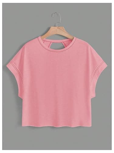 SOLY HUX Women Open Back Tops Workout Backless Tee Casual Athletic Shirts Short Sleeve Oversized Gym T Shirt thumbnail 2