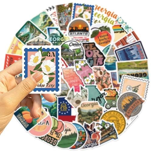 Georgia Stickers |50Pcs Peach State Waterproof Vinyl Decals for Water Bottles Laptop Refrigerator Luggage Cup Computer Mobile Phone Skateboard thumbnail 3