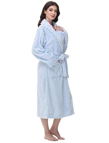 Yurhap Premium Robes for Women - Super Soft Cozy Fleece Womens Robe Plush Long Bathrobe thumbnail 6