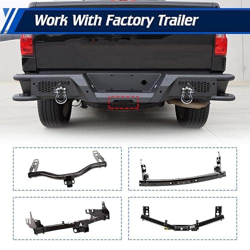 Nixon Offroad Rear Bumper for 2007-2018 Chevy Chevrolet Silverado 1500 & For 2007-2018 Gmc Sierra, Step Rear Bumper Work w/Factory Parking Sensor, Included D-ring Shackles & LED Pod Lights (102) thumbnail 5