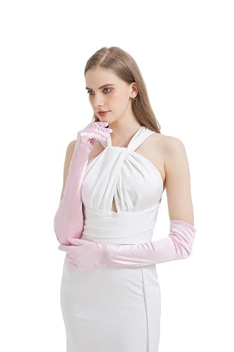 sodknow Long Gloves Costume Women Long Satin Opera Gloves Elbow Length | Halloween Cosplay 1920s Gatsby Evening Party Dress Up thumbnail 5