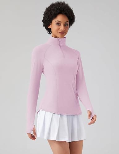 LOMON Women Long Sleeve Shirts Sun Protection 1/4 Zip Summer Quick Dry Hiking Shirts Quarter Zip Pullover for Women thumbnail 2