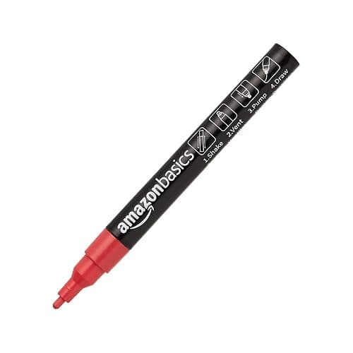 Amazon Basics Bullet/Chisel Reversible Tip Chalk Markers, Fine Point, 8-Pack, Bright Colors thumbnail 4