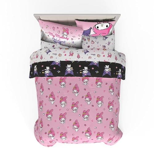Franco Sanrio Kuromi & My Melody Bedding 7 Piece Super Soft Cozy Reversible Comforter and Sheet Set with Sham, Full, (Officially Licensed Product) thumbnail 3