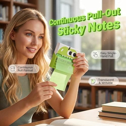 Glitter Transparent Sticky Notes, 2026 New Cartoon Pull Out Sticky Notes for Desk Office Supplies, Portable Square Sticky Memo Pads for School Students (A) thumbnail 2