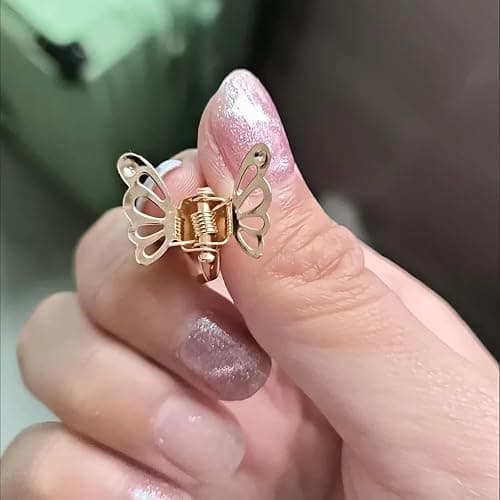 30 Pcs Butterfly Hair Clips Gold Metal Barrettes Claw Clips Strong Hold Non-Slip Alloy Hair Accessories for Women Small Mini Hollow Design thumbnail 5