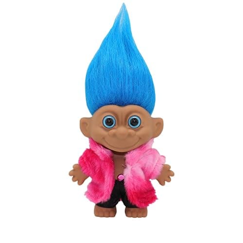 Good Luck Trolls 4" Dolls | 80's Glam Fusion | Rainbow Figures | Nostalgic Toys for Best Playtime Fun | Collectible Troll Figures - Fashionable Material Doll, Rockstar thumbnail 5