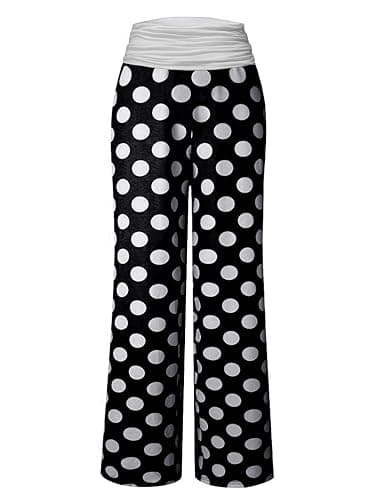 Gracyoga Women's Comfy Pajama Pants Wide Leg Lounge Palazzo Yoga Pants Stretch Casual Floral Print Fold Waist Pants thumbnail 5