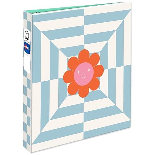 Avery 3 Ring Binder, 1 Inch Round Rings, Retro Collection, Flower Power (26802) - Image 1