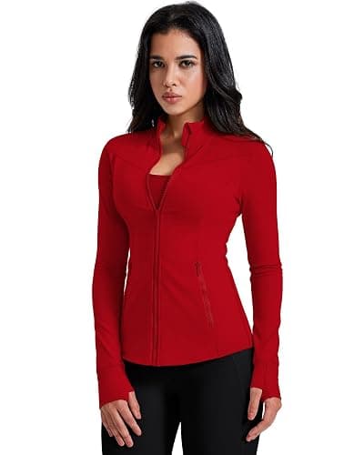 AVGO Womens Running Jackets Lightweight Slim Fit Workout Jacket Zip Up Athletic Track Gym Tops with Pockets & Thumb holes thumbnail 2
