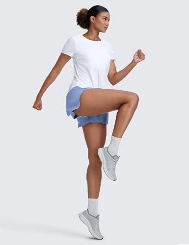CRZ YOGA Cloudweight Workout Tops for Women Lightweight Athletic Short Sleeve Shirts Gym Running Side Slit T-Shirts thumbnail 5